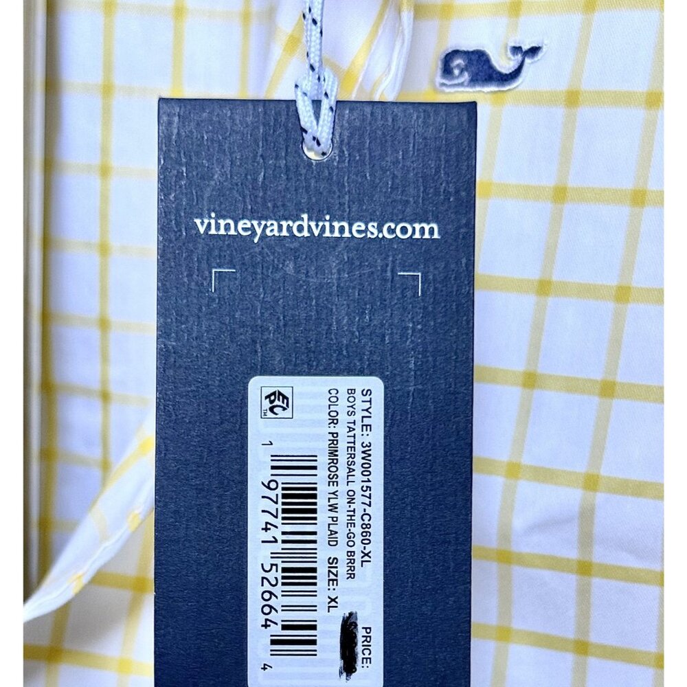 Vineyard Vines Shirt Mens XL Yellow Slim Fit Tucker Button Up Preppy Whale - Picture 3 of 6